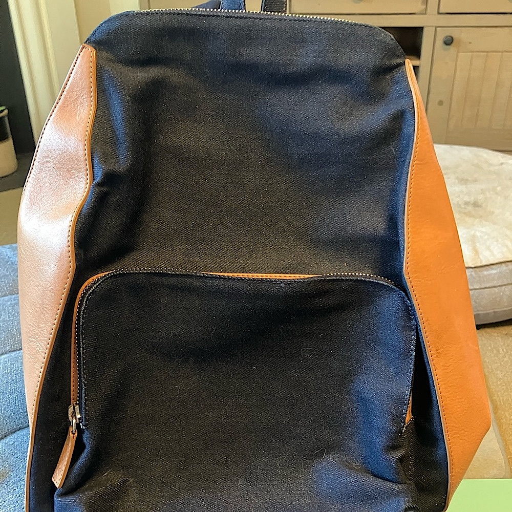 Cole Haan leather and denim backpack